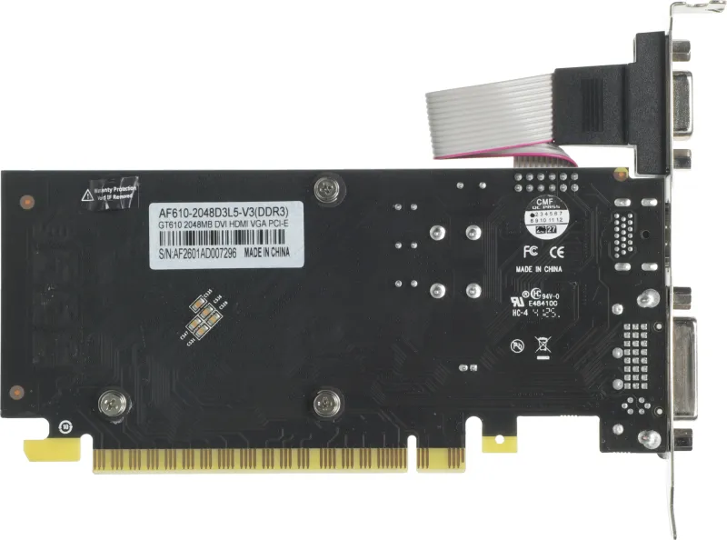 Видеокарта Afox PCI-E 3.0 AF610-2048D3L5-V3 NVIDIA GeForce GT 610 2Gb 64bit GDDR3 810/1333 DVIx1 HDMIx1 CRTx1 HDCP Ret low profile