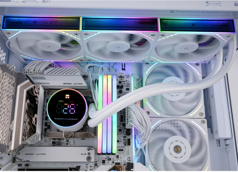 Система водяного охлаждения Thermalright Frozen Magic 360 Digital V2 ARGB Soc-AM5/AM4/1200/1700/1851 белый 4-pin 28dB Al LCD Ret (F-MAGIC-360-DIGITAL-WH-ARGB-V2)