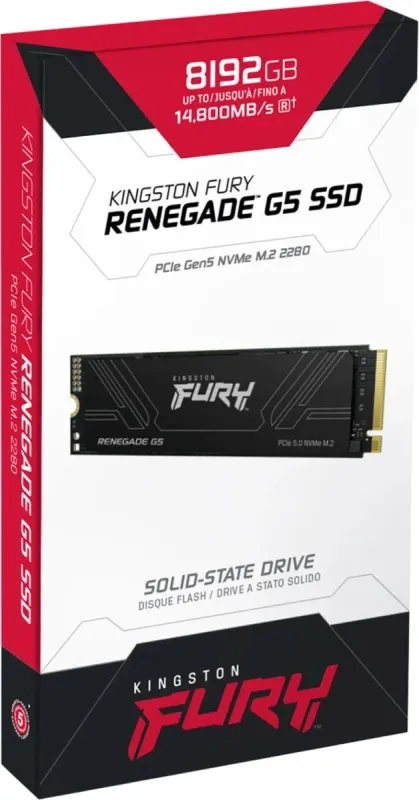Kingston SSD 8TB SFYR2D/8T1 Fury Renegade G5 M.2 2280 PCIe 5.0 x4 NVMe R14800/W14000MB/s 3D TLC MTBF 2M TBW 8000 Retail 1 year