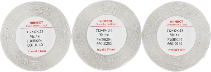 Термоэтикетки Niimbot (1747494) сег.:12x40мм самоклей. 155шт/рул (упак.:3шт) NIIMBOT D11/D110/D101 белый
