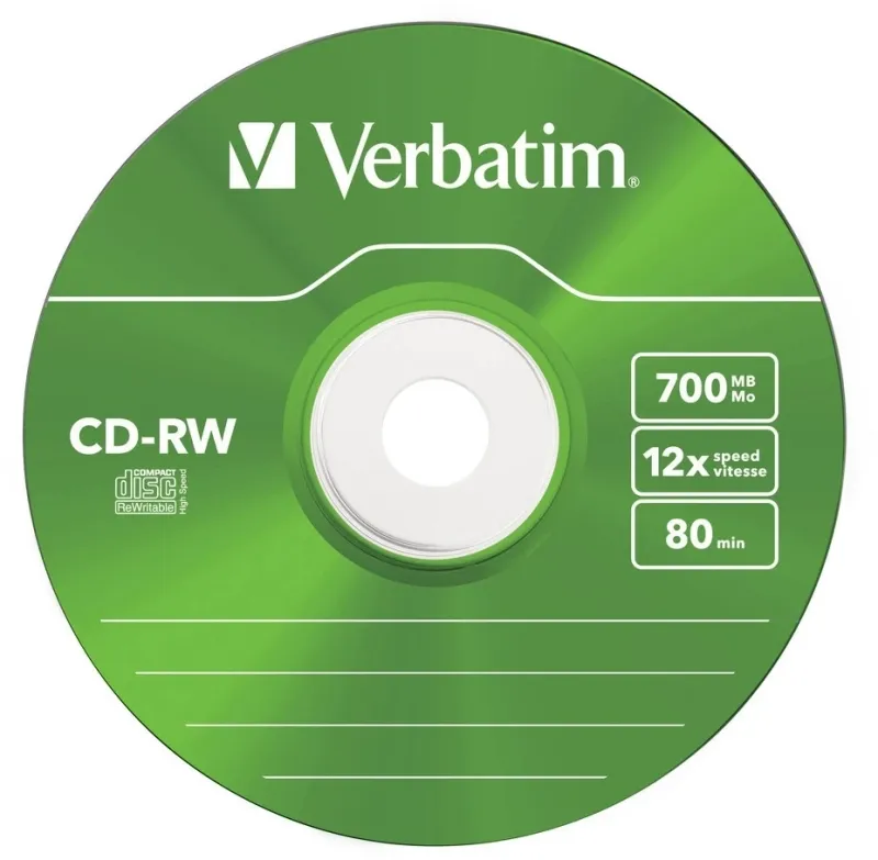 Диск CD-RW Verbatim 700Mb 12x Slim case (5шт) Color (43167)