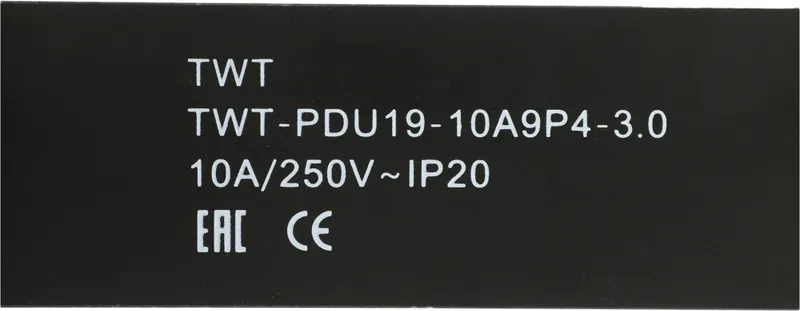 Блок розеток 19", 1-фазный без выключателя, 10A / 250V, 9xSchuko, шнур 3.0 м, разъем C14