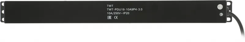 Блок розеток 19", 1-фазный без выключателя, 10A / 250V, 9xSchuko, шнур 3.0 м, разъем C14