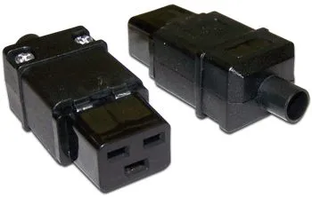 Вилка IEC 60320 C19, 16A, 250V, прямая, разборная, черная