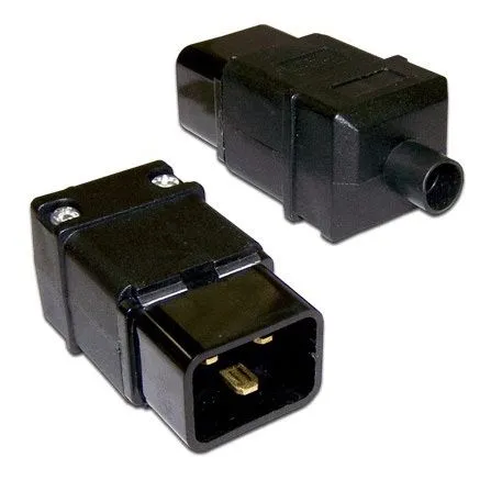Вилка IEC 60320 C20, 16A, 250V, прямая, разборная, черная