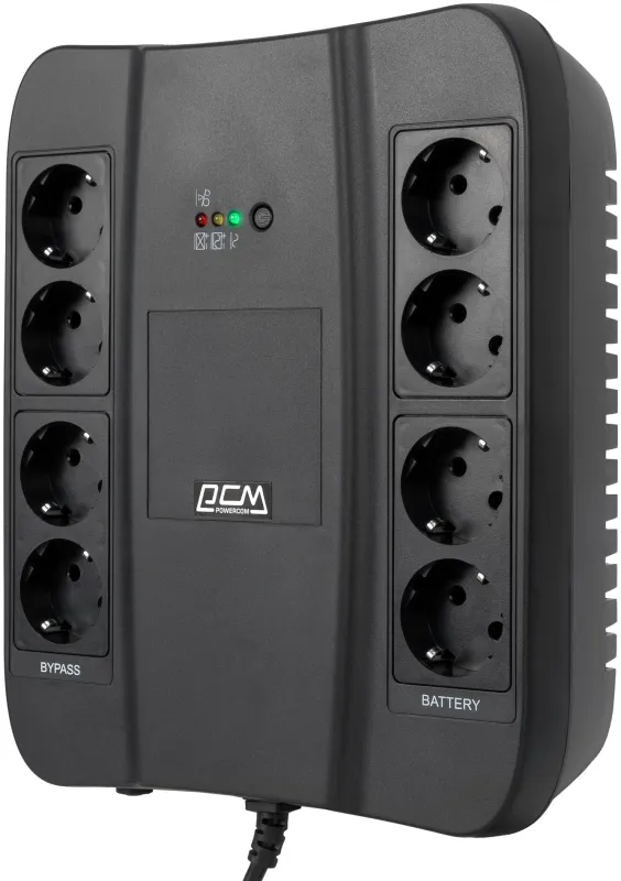 Источник бесперебойного питания Powercom Back-UPS SPIDER, OffLine, 850VA/510W, Tower, 8xSchuko outlets (4 surge & 4 batt) (332715)