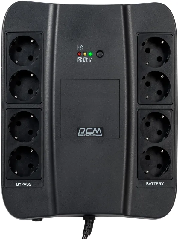 Источник бесперебойного питания Powercom Back-UPS SPIDER, OffLine, 850VA/510W, Tower, 8xSchuko outlets (4 surge & 4 batt) (332715)