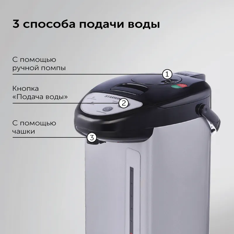 Термопот Starwind STP5176 3.7л. 750Вт черный/серебристый