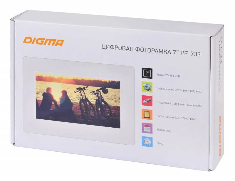 Фоторамка Digma 7" PF-733 800x480 белый пластик