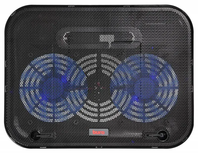 Подставка для ноутбука Buro BU-LCP140-B214H 14"338x255x22мм 1xUSB 2x 140ммFAN 480г металлическая сетка/пластик черный