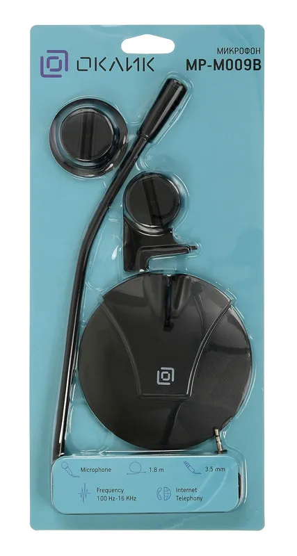 Микрофон проводной Оклик MP-M009B 1.8м черный